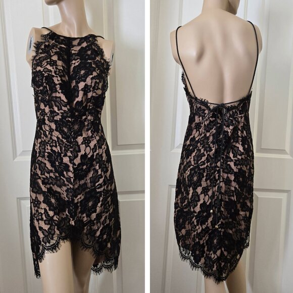 Dream State Lace Hi Low High Neck Halter Dress SZ M - Picture 1 of 13